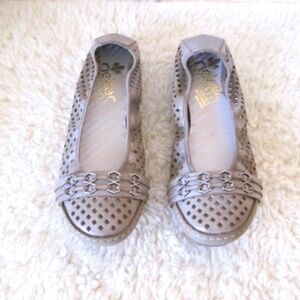 Rieker Leather Perforated Flat Shoes